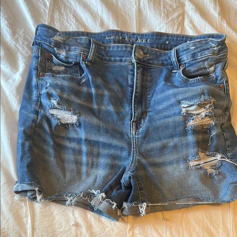 American Eagle Blue Distressed Jean Shorts